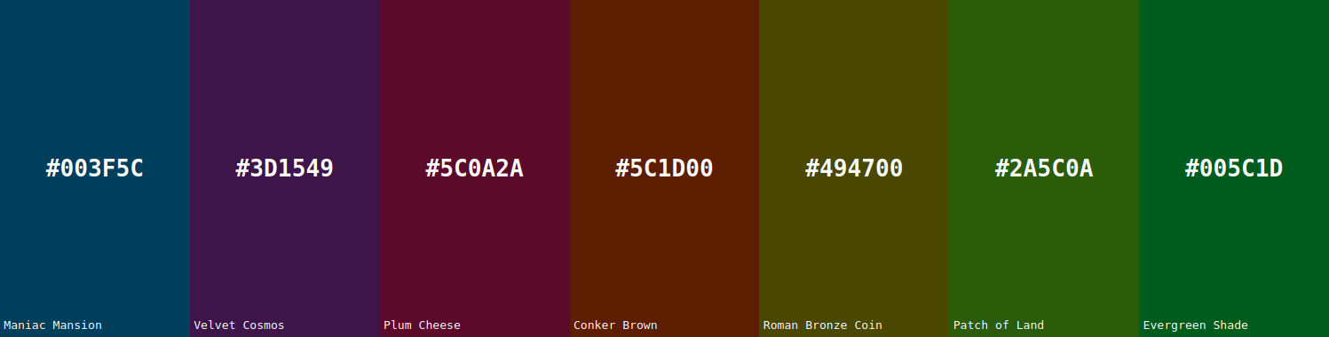 Screenshot of the colors generated from the feature: Hexadic