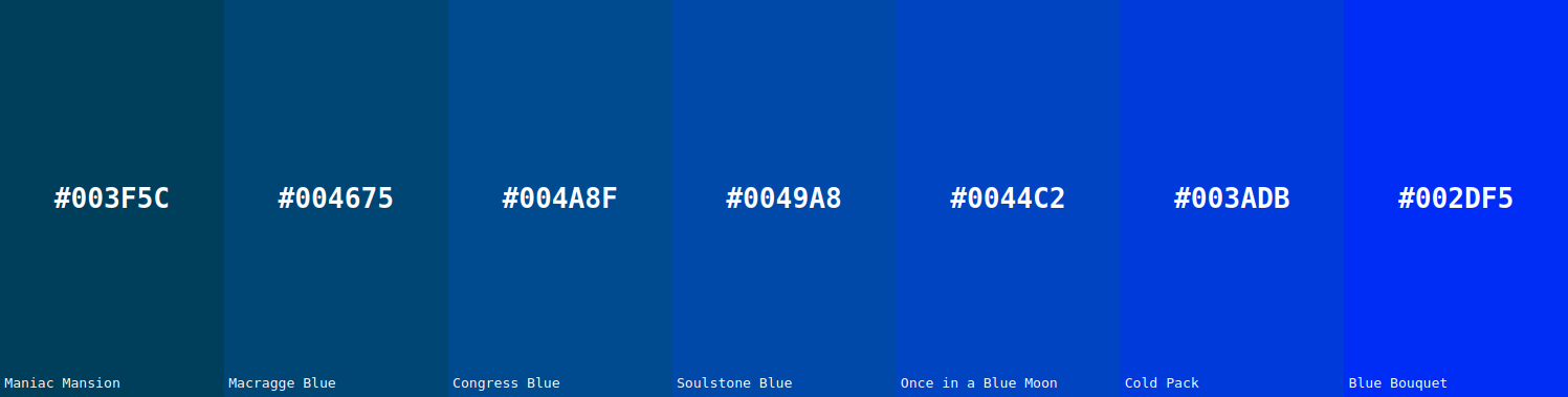 Screenshot of the colors generated from the feature: Monochromatic