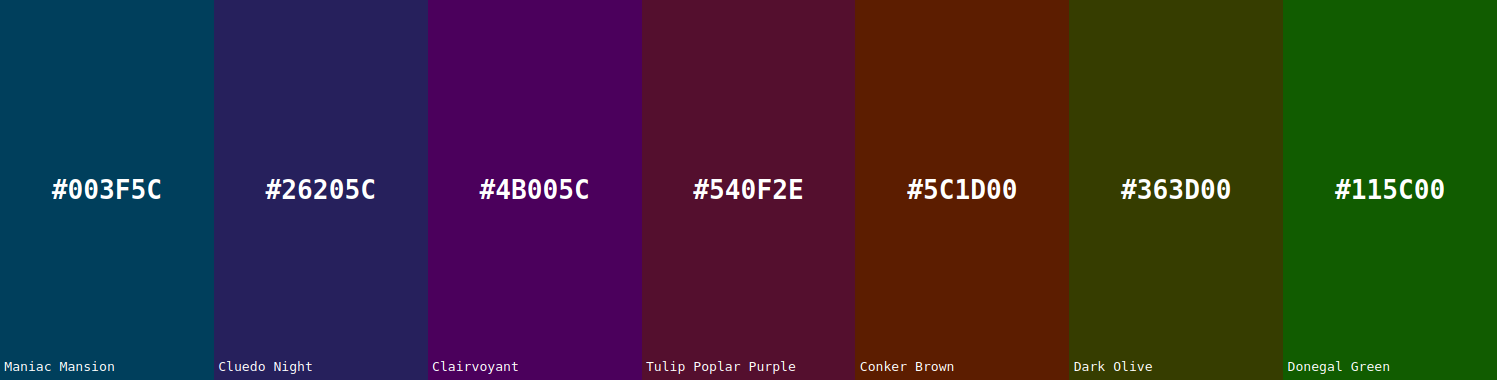 Screenshot of the colors generated from the feature: Tetradic