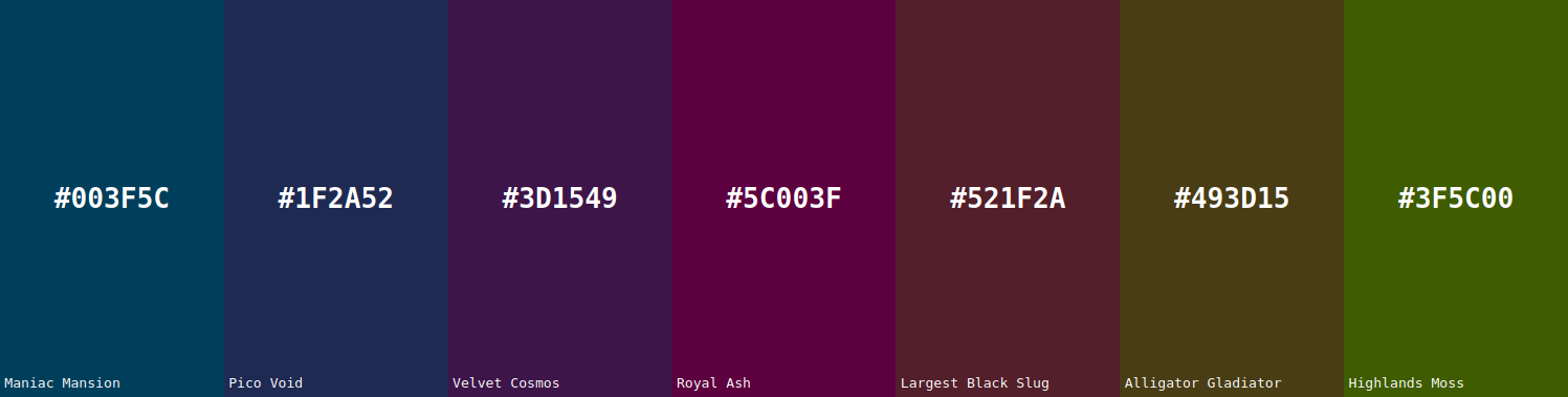 Screenshot of the colors generated from the feature: Triadic